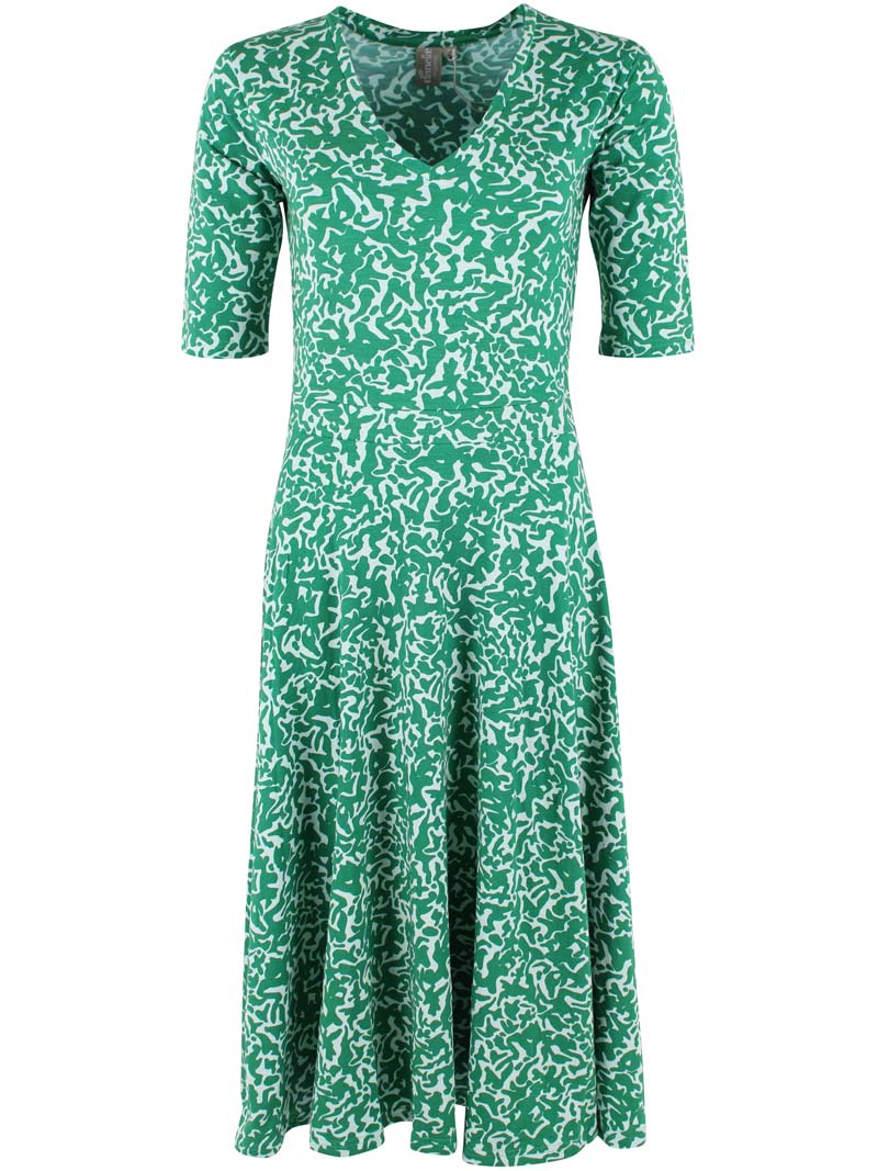 ORGANIC - Danandreasen Modal Slub Dress Grass Green/Chalk RIPPLES