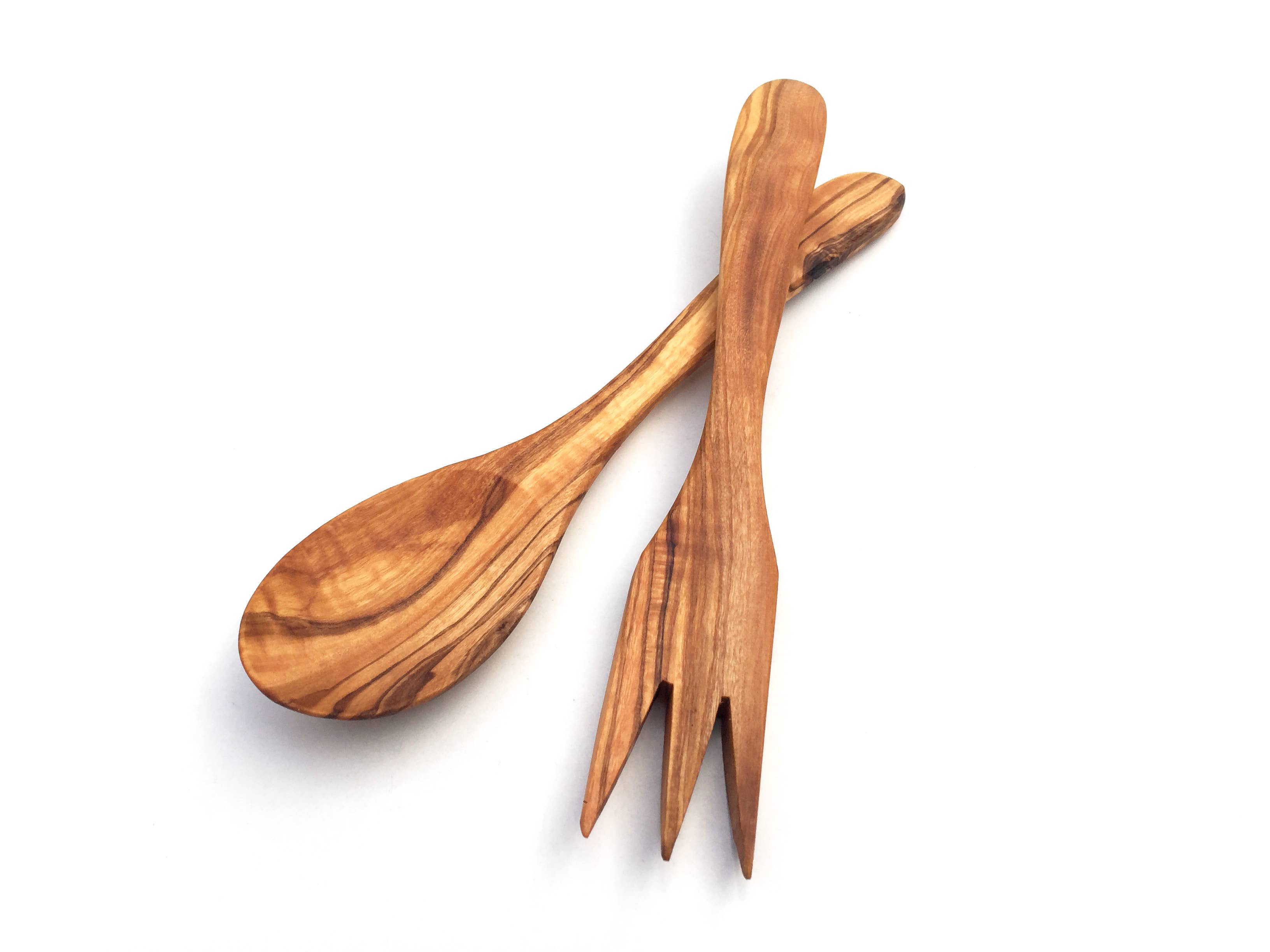 Smukt håndlavet salatbestik i oliventræ