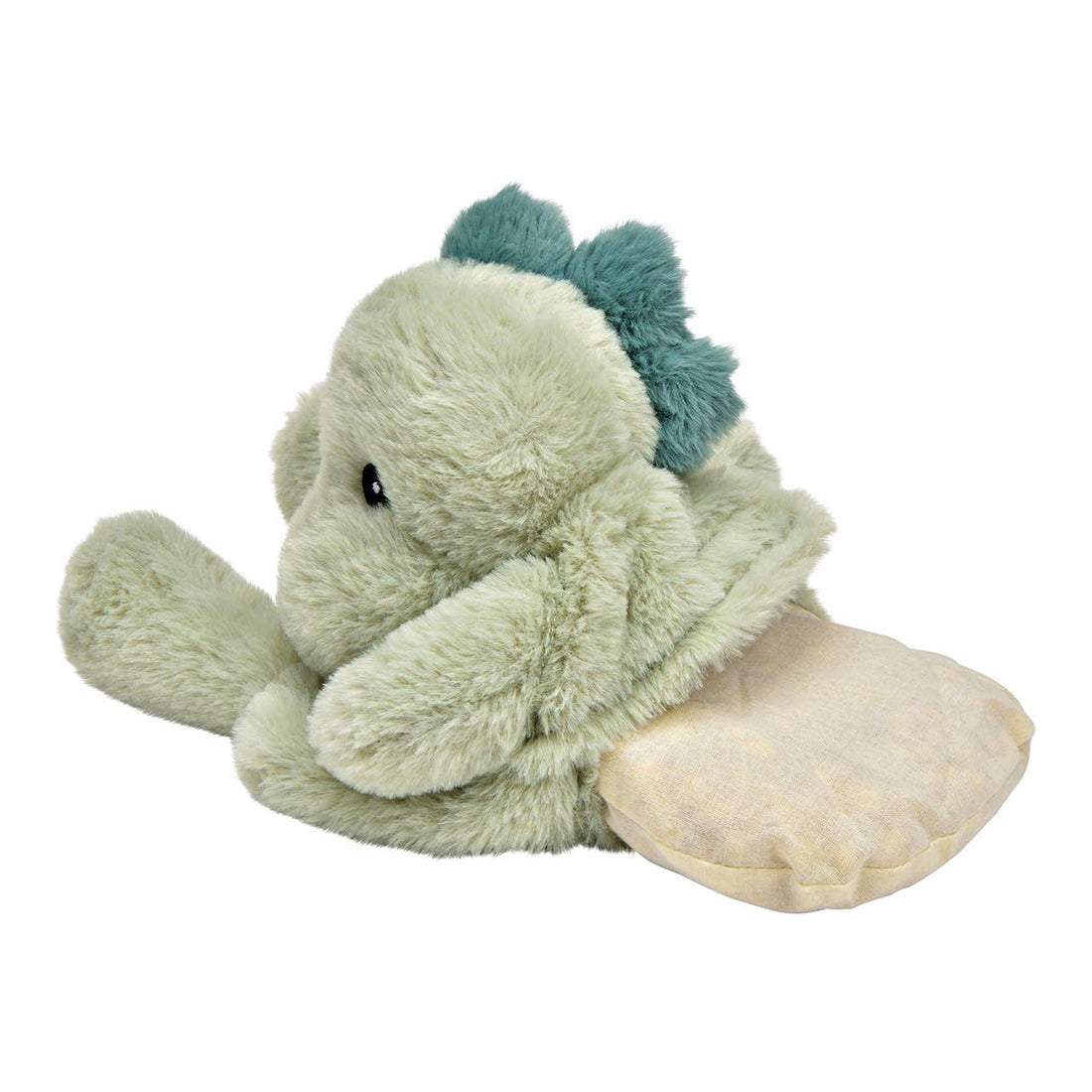 Sød varmepude til børn med mintgrøn dinosaur