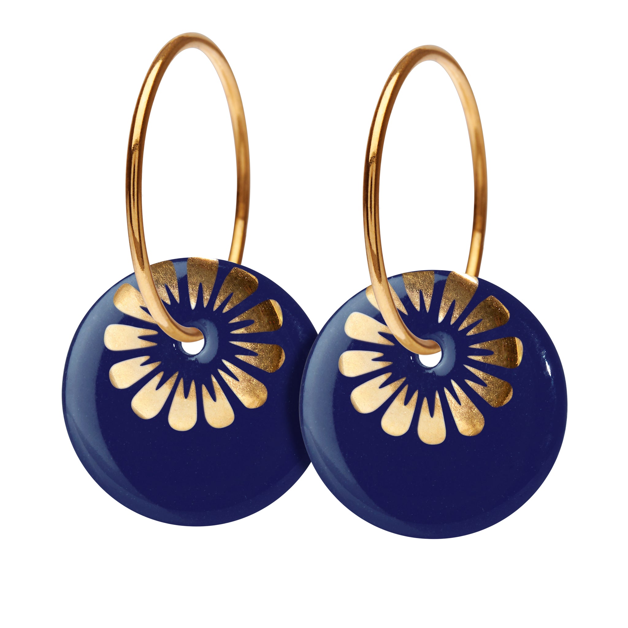 Scherning Bloom Øreringe Stor Ultramarine/Guldbelagt