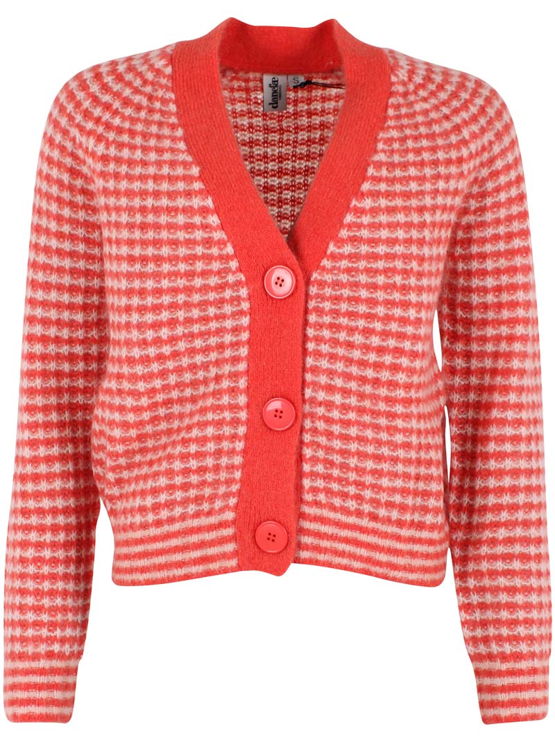 Danadorable Alpaca Cardigan Bright Red/Powder