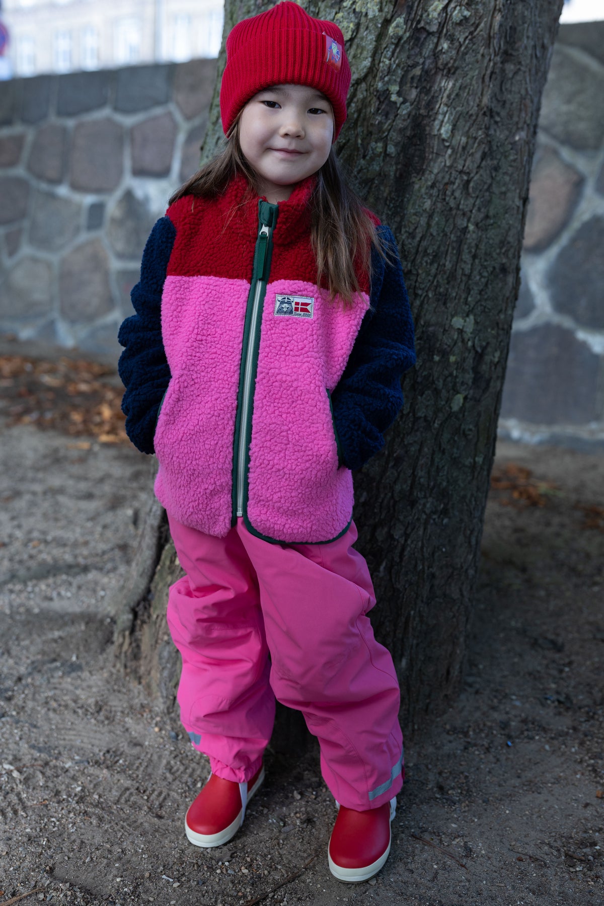 Danebaever Fleece Jacket Dk Red/Dk Navy/Spicy Pink/Dk Pine