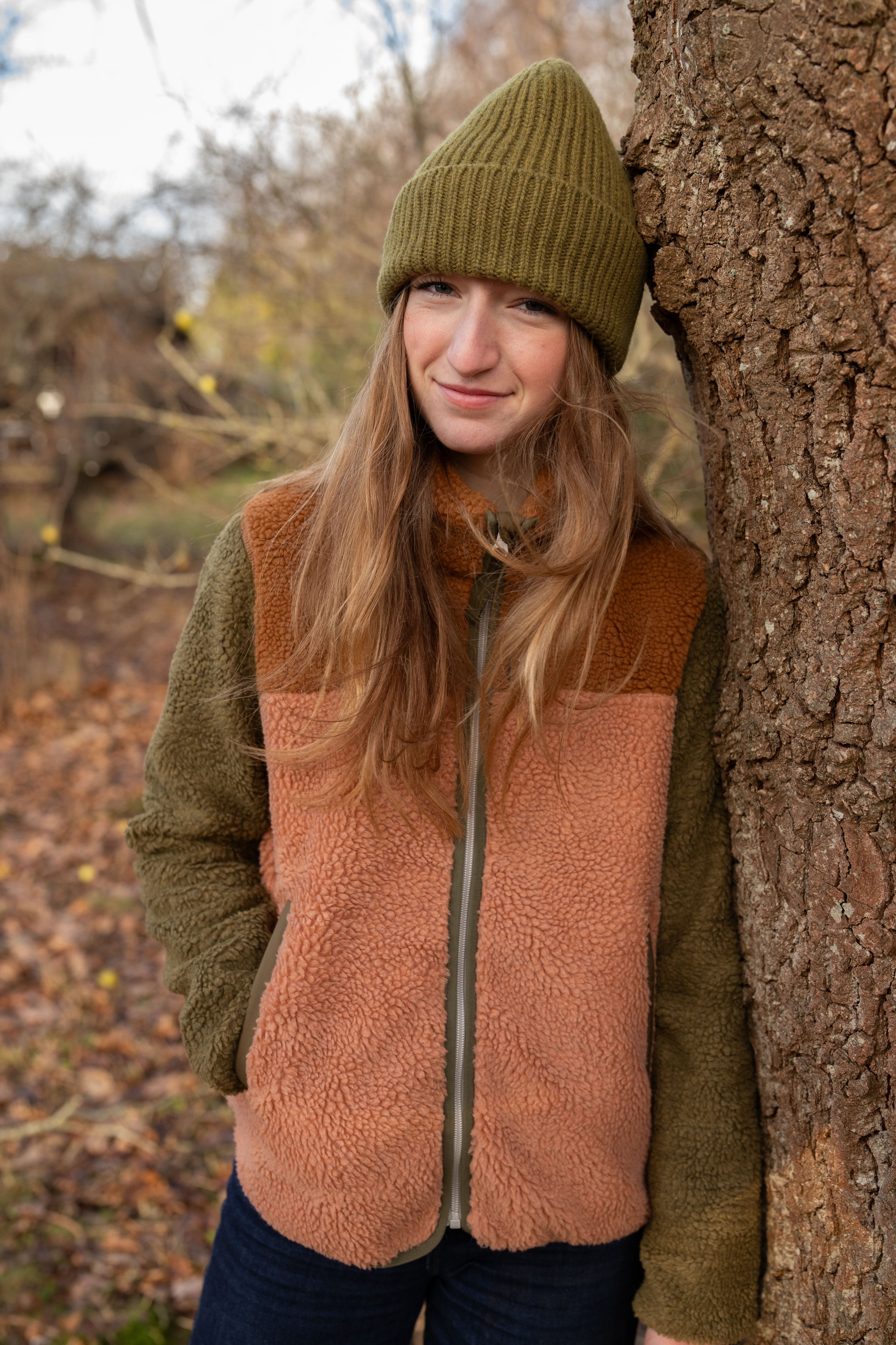 Danebirk Fleece Zip-Up Khaki/Antique Rose TOBACCO