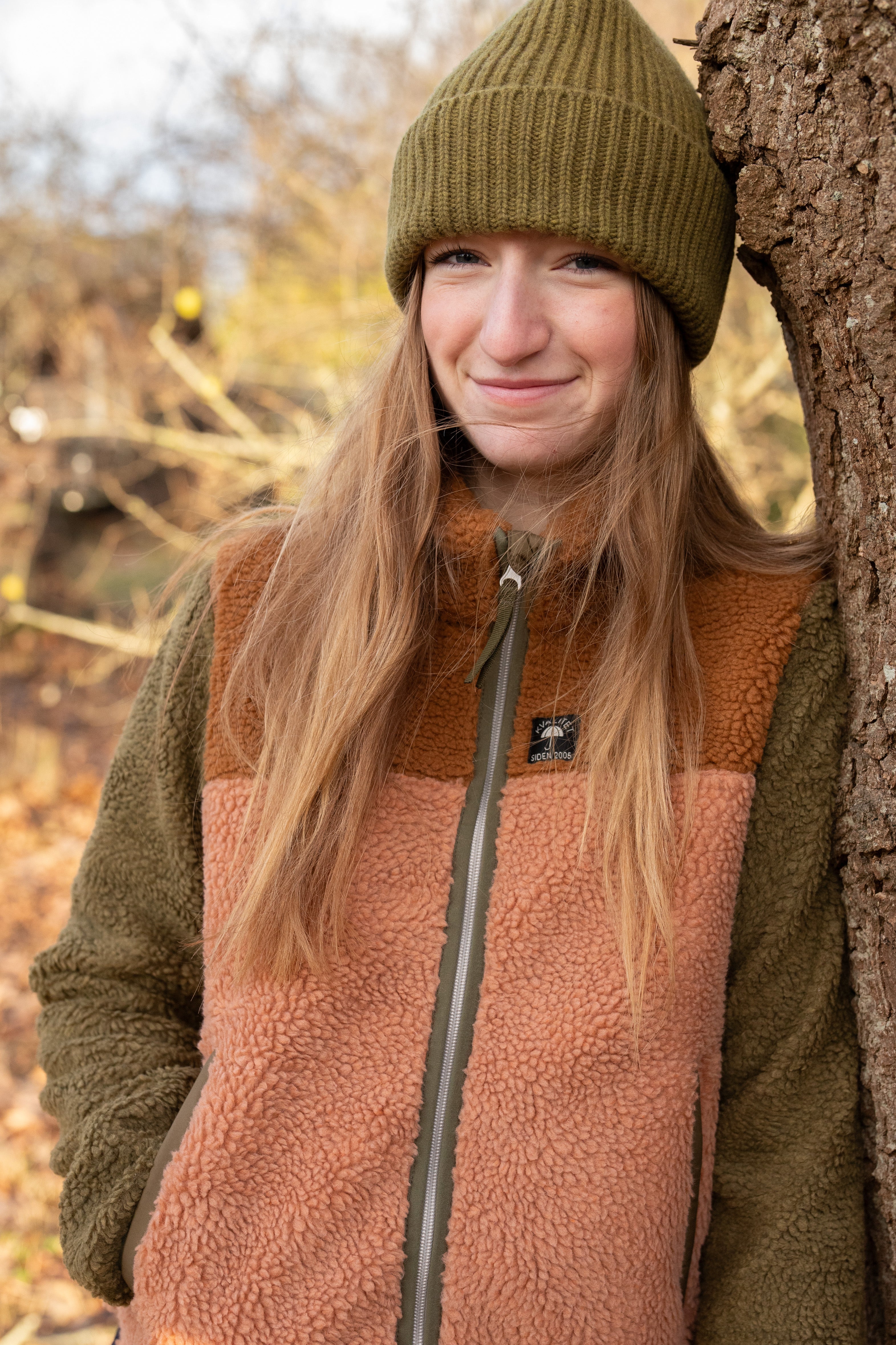 Danebirk Fleece Zip-Up Khaki/Antique Rose TOBACCO