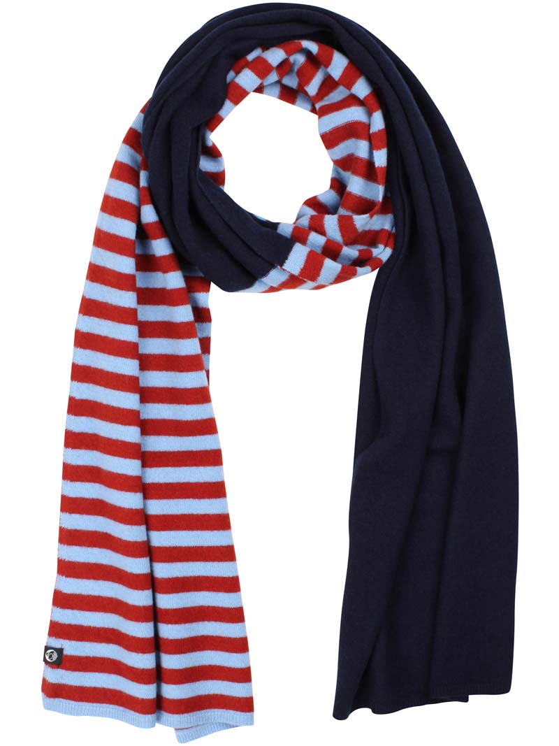 Danebundle-up Scarf Dk Brick/Lt Blue Grey