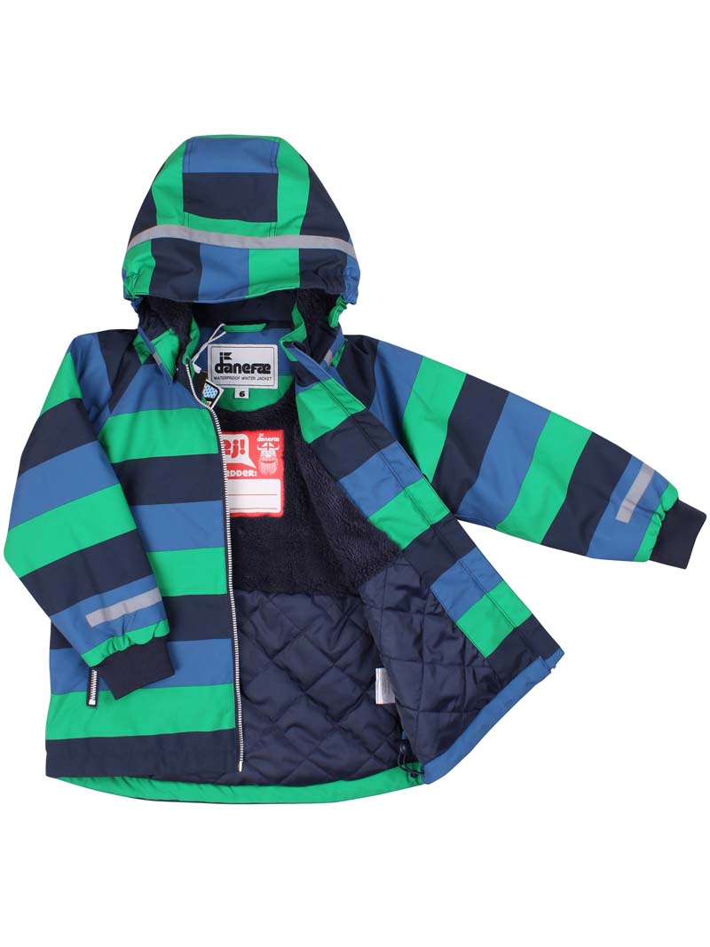 Vinterjakke til børn med striber