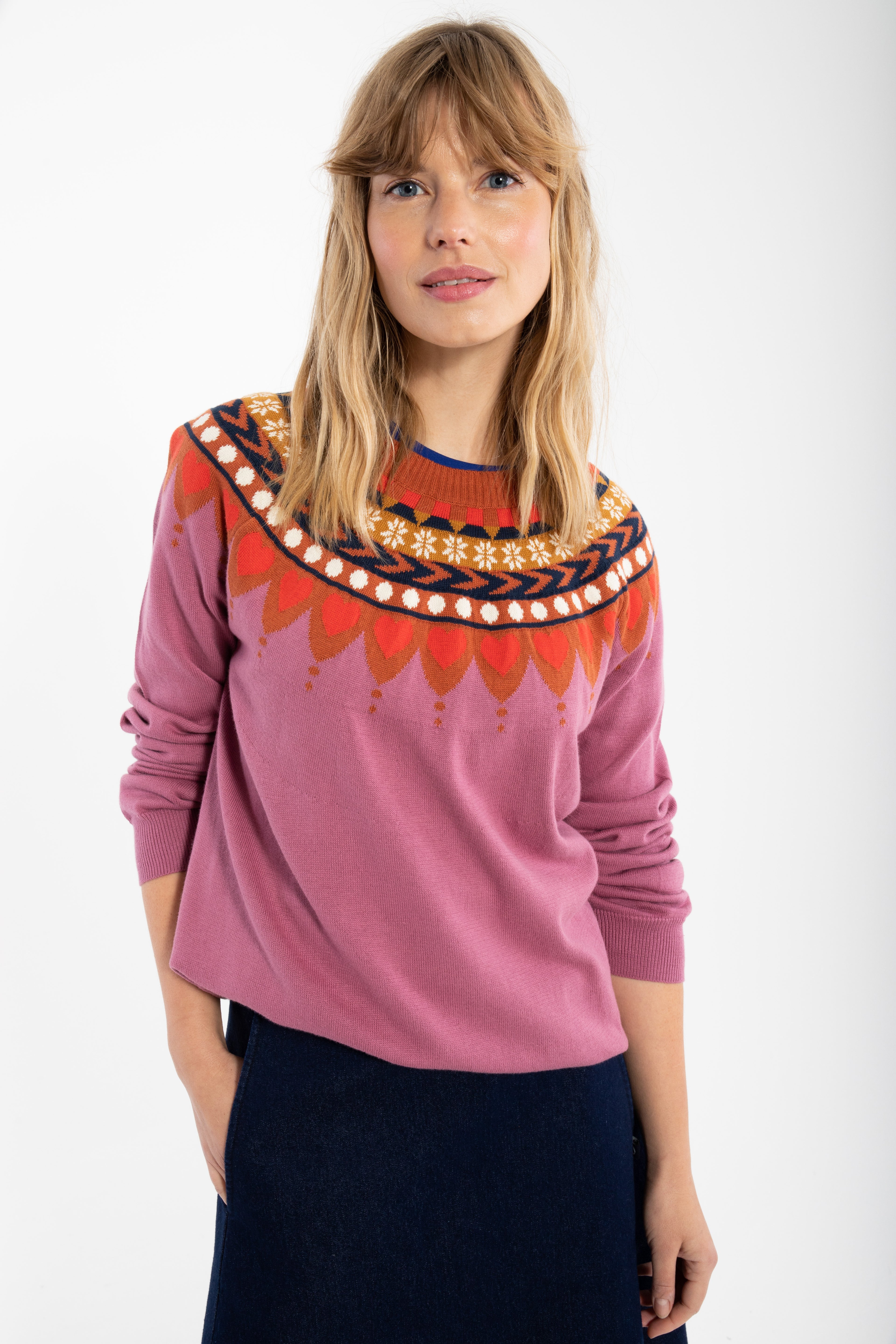Danetrusty Cotton Knit Sweater Old Rose