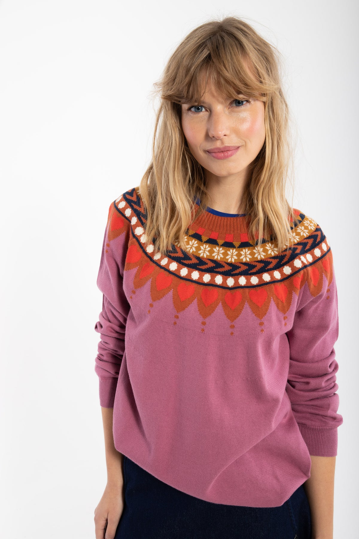 Danetrusty Cotton Knit Sweater Old Rose