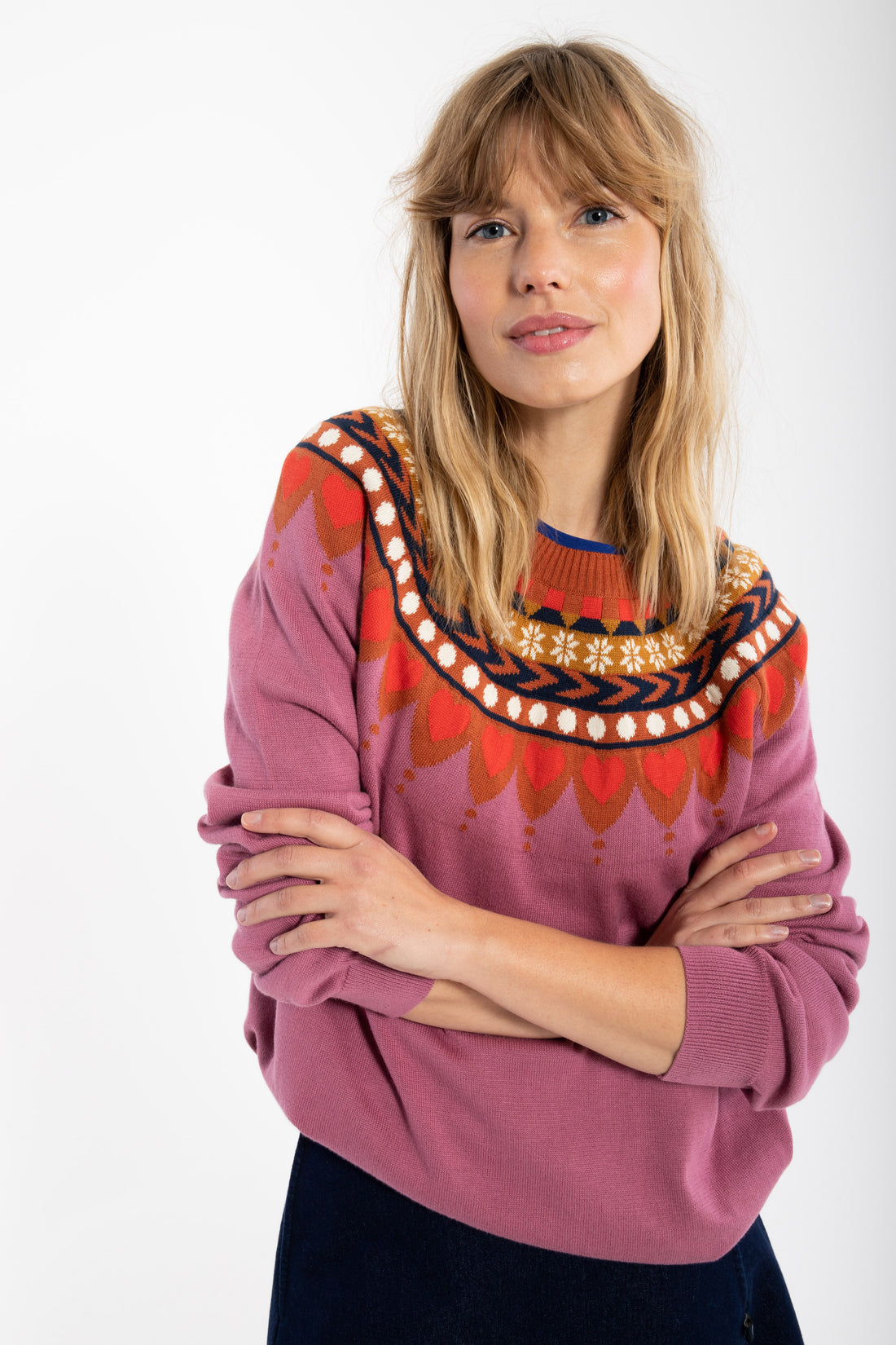 Danetrusty Cotton Knit Sweater Old Rose