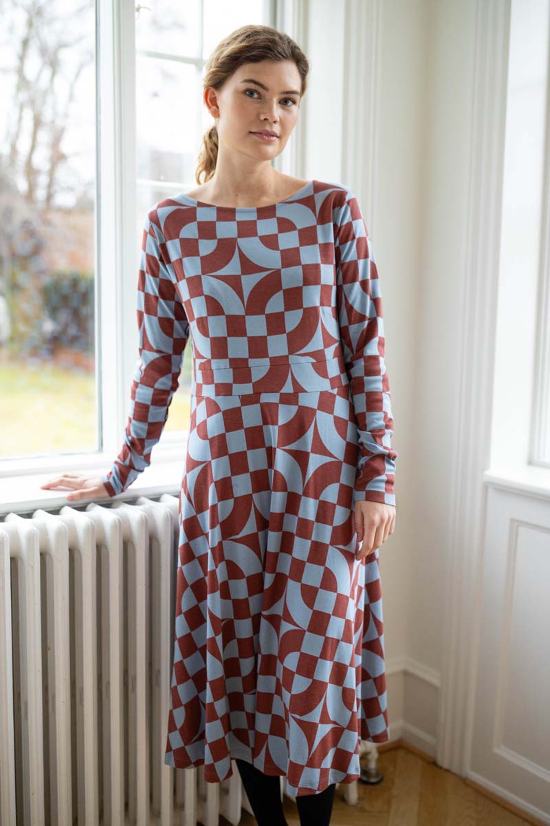 Daneviborg LS Interlock Dress Lt Blue Grey CHECKITOUT