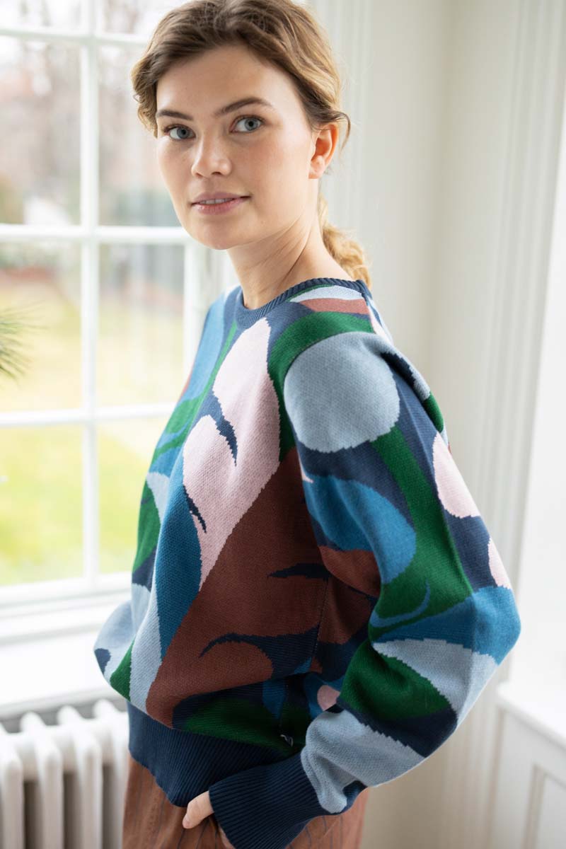Danefox Jaquard Cotton Sweater Dk Navy TROPS