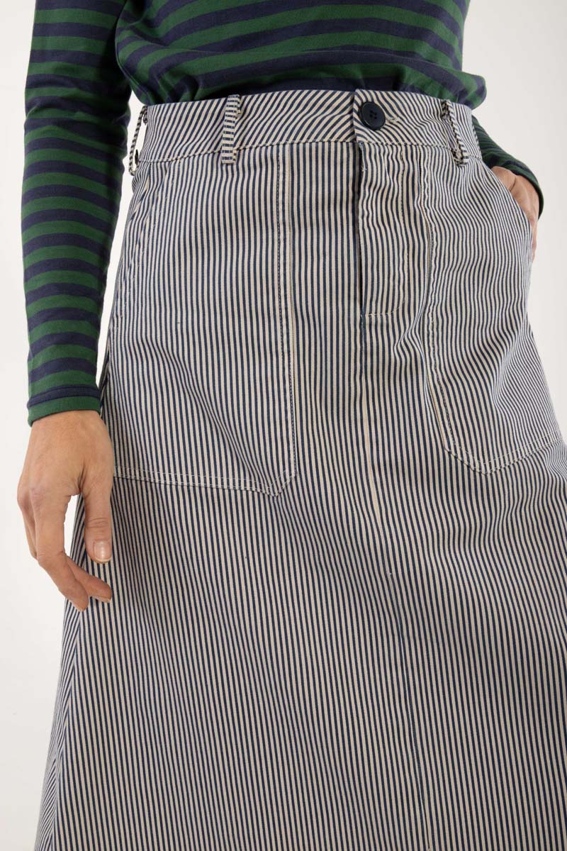 Danesweetie Stretch Canvas Skirt Dk Navy/Chalk