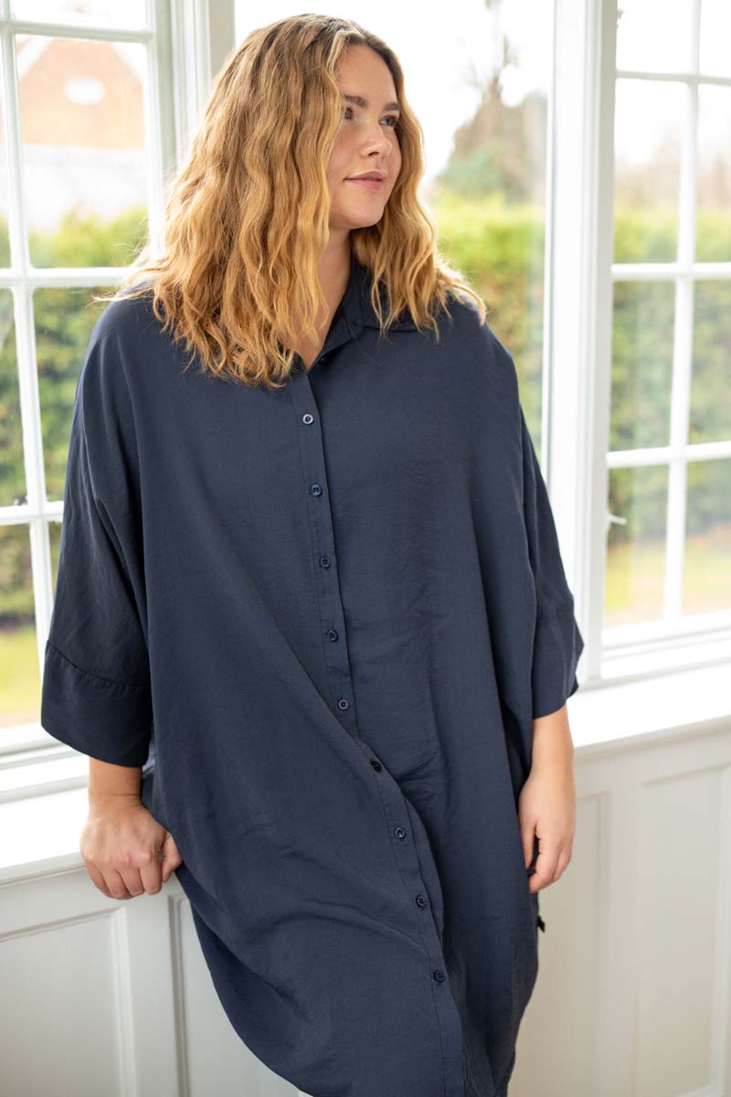 Danemonsoon Heavy Viscose Tunic Dk Navy