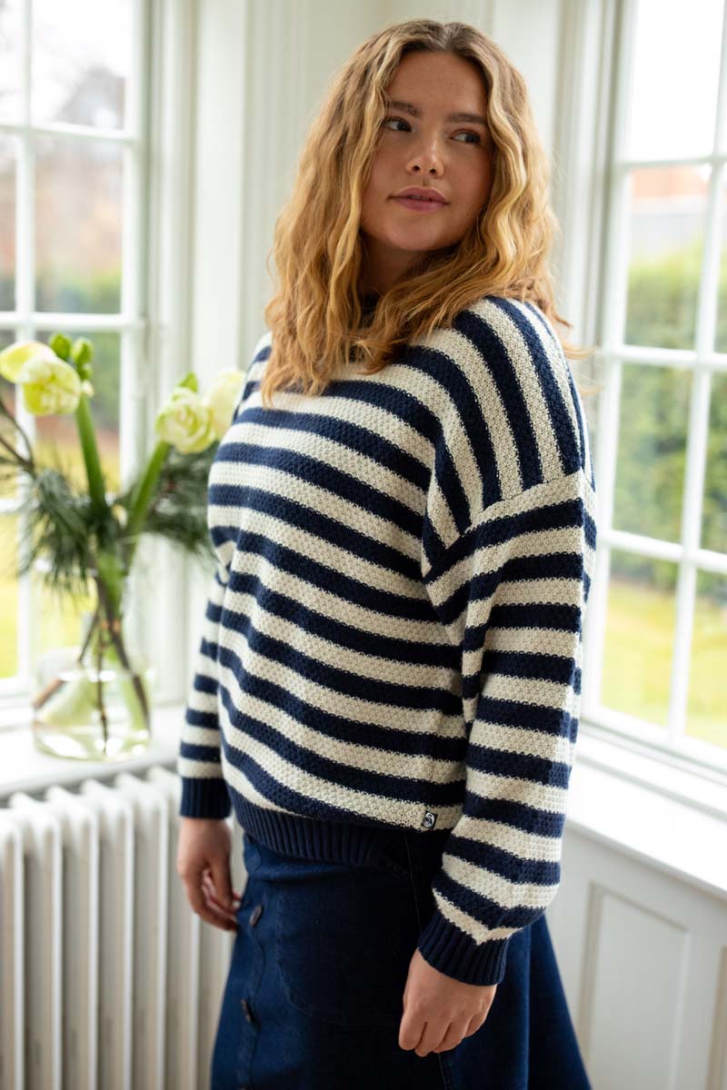 Daneva Wool Sweater Dk Navy/Lt Beige