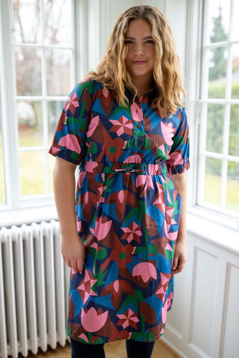 Danesusanne Poplin Dress Ocean Blue GEOFLEUR