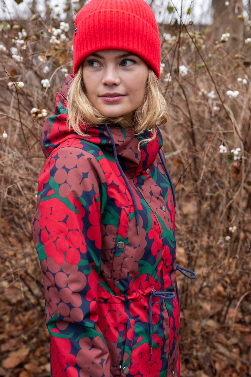 Danenora AOP Winter Parka Dk Red MAXIBERRY
