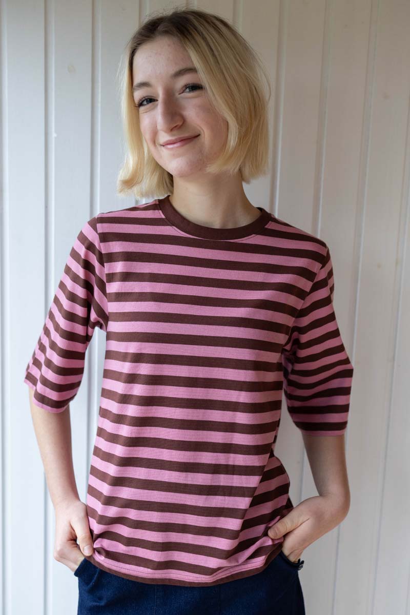 Stribet t-shirt til dame