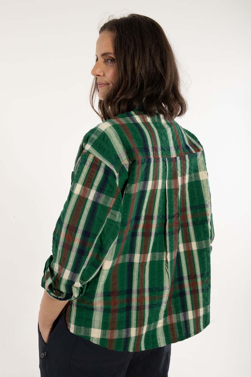 Danethyme Seersucker Shirt Dk Pine CHECK