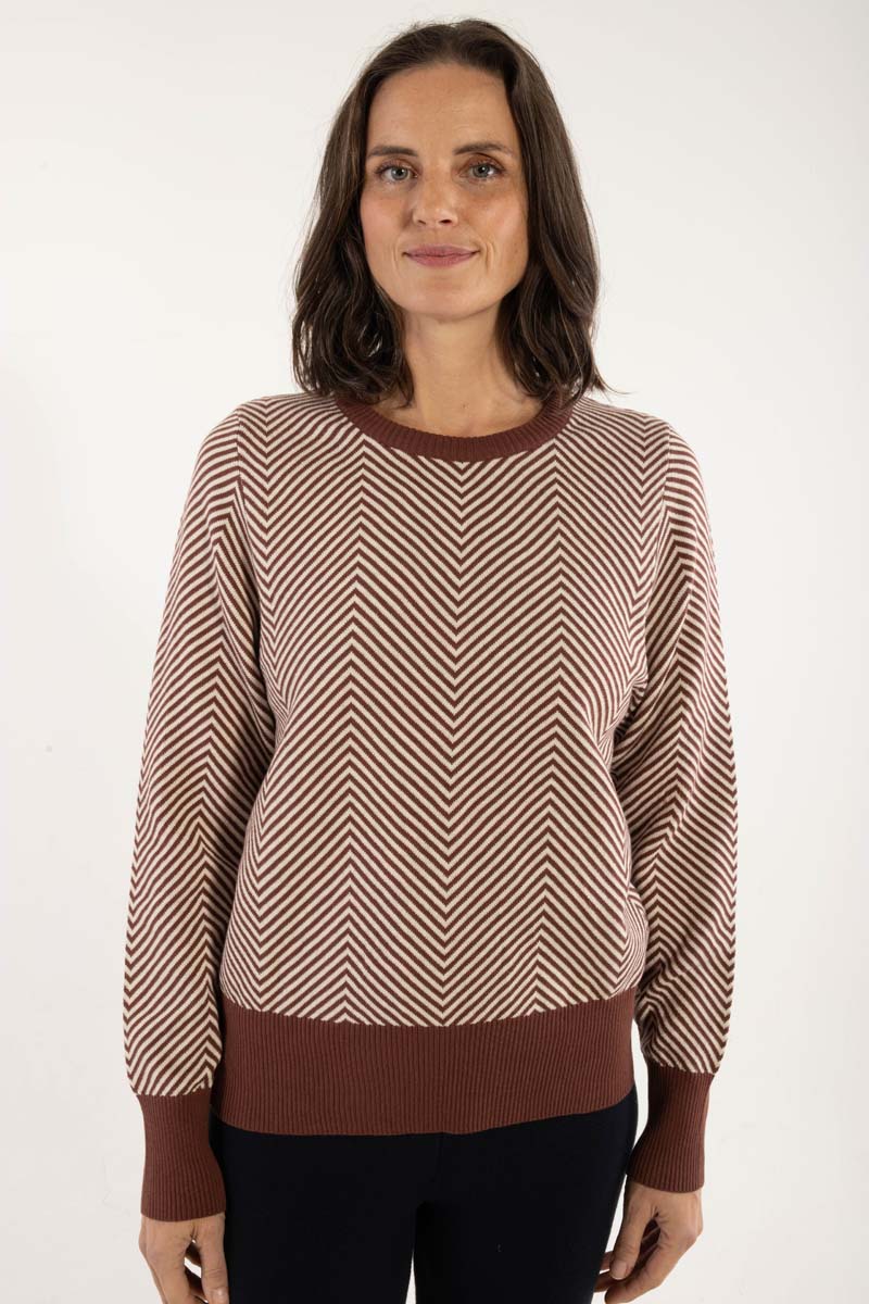 Danefox Cotton Sweater Dk Merlot/Chalk