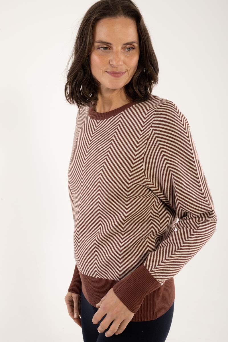 Danefox Cotton Sweater Dk Merlot/Chalk