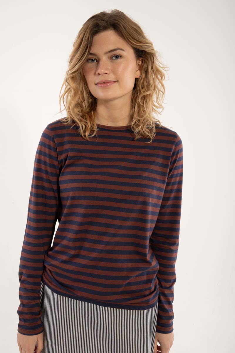 Stribet bluse til dame