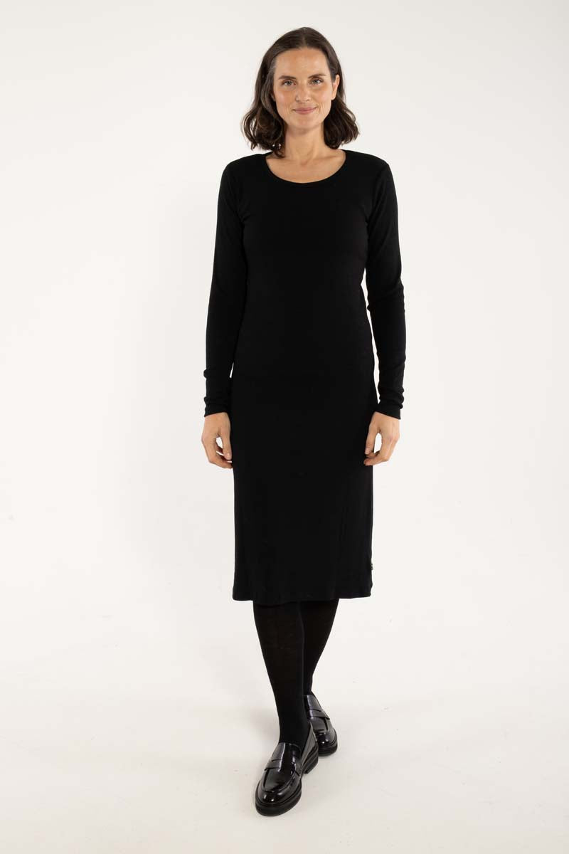 Elegant langærmet kjole i sort til kvinder