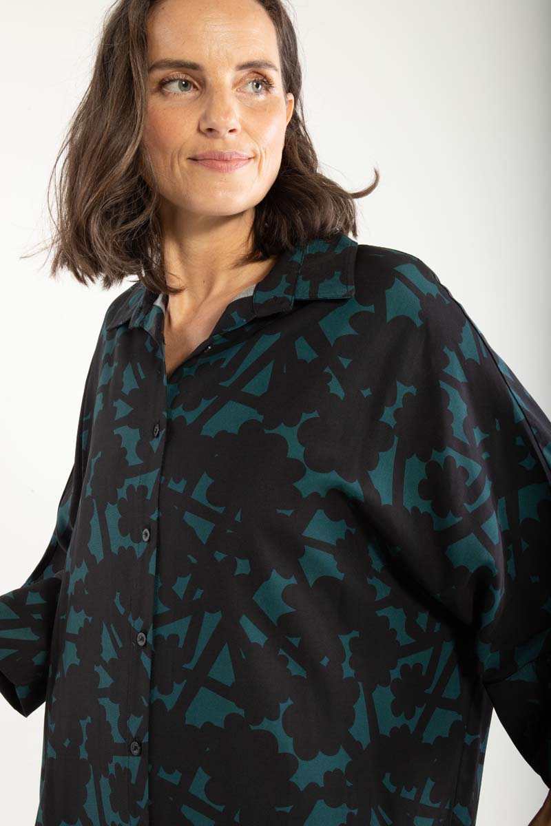 Danetiki Sateen Twill 3/4 Dress Dk Slate BRAMBLE