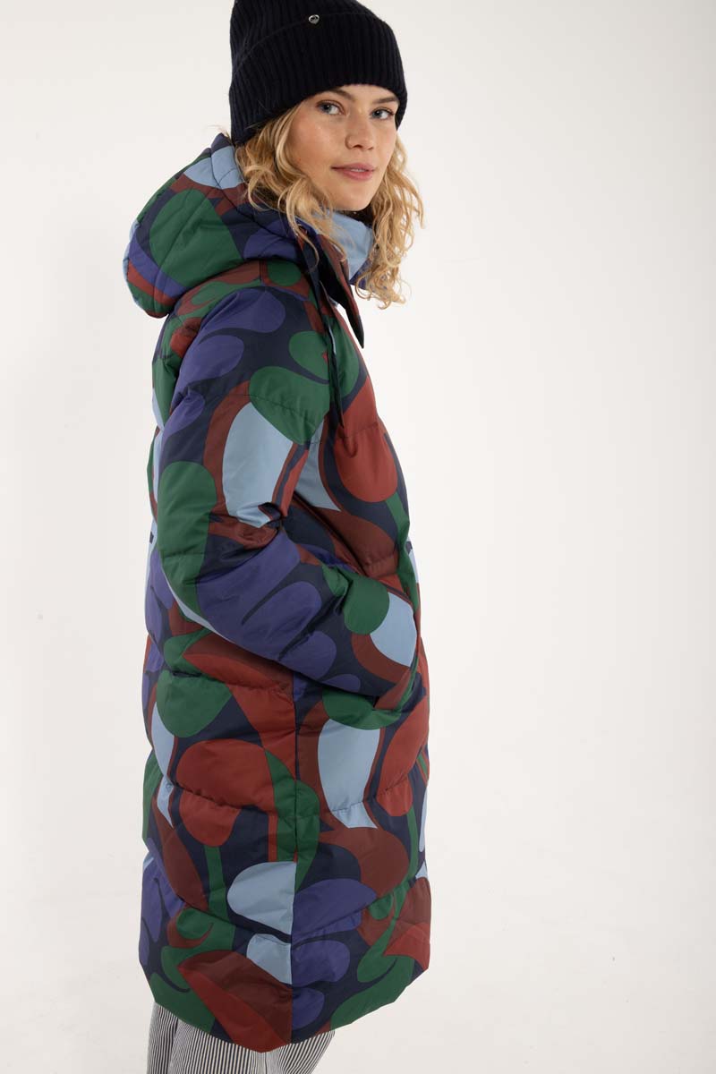 Daneget Down Winter Coat AOP Blue Purple TROPS