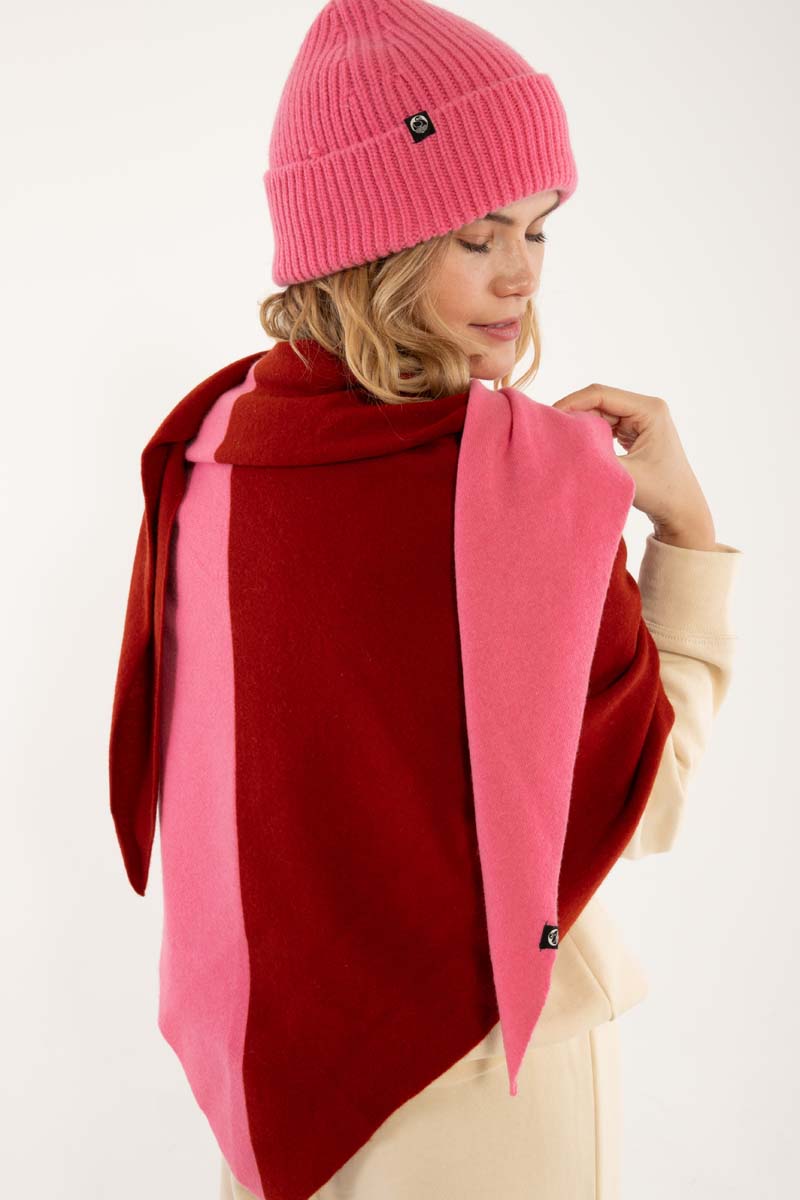 Danefireplace Wool Shawl Spicy Pink/Dk Rust