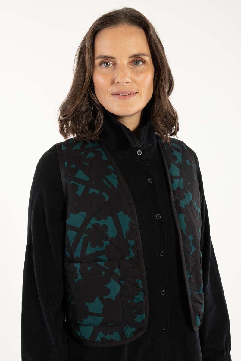 Mønstret sateen vest til kvinder.