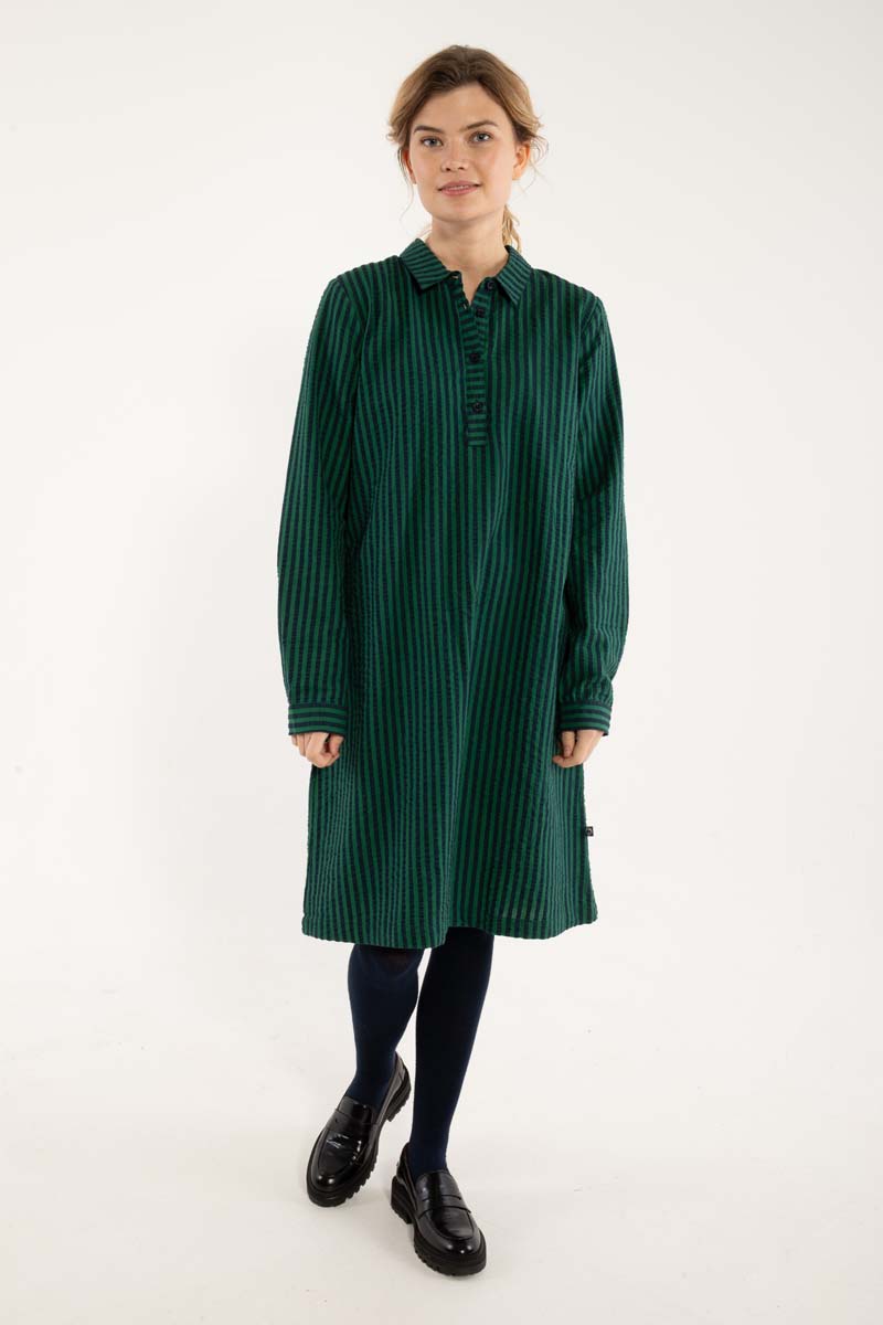 Danecarnation Seersucker Dress Dk Navy/Dk Pine