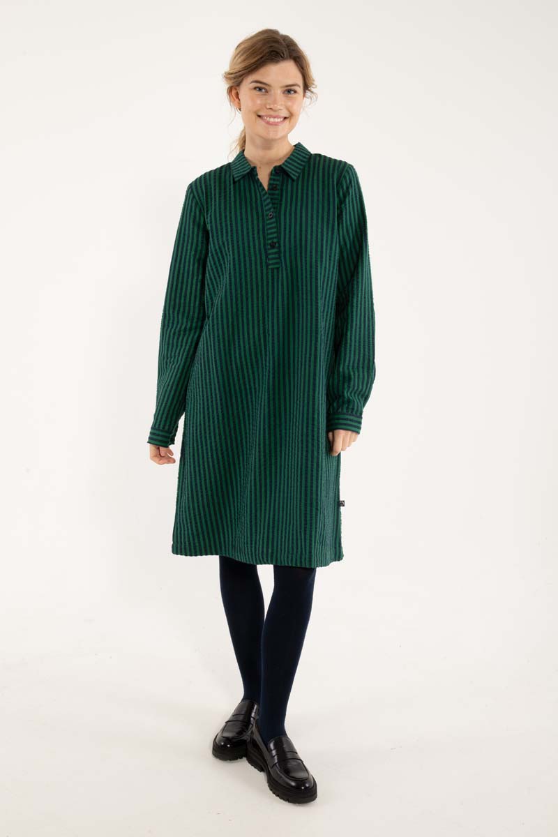 Danecarnation Seersucker Dress Dk Navy/Dk Pine
