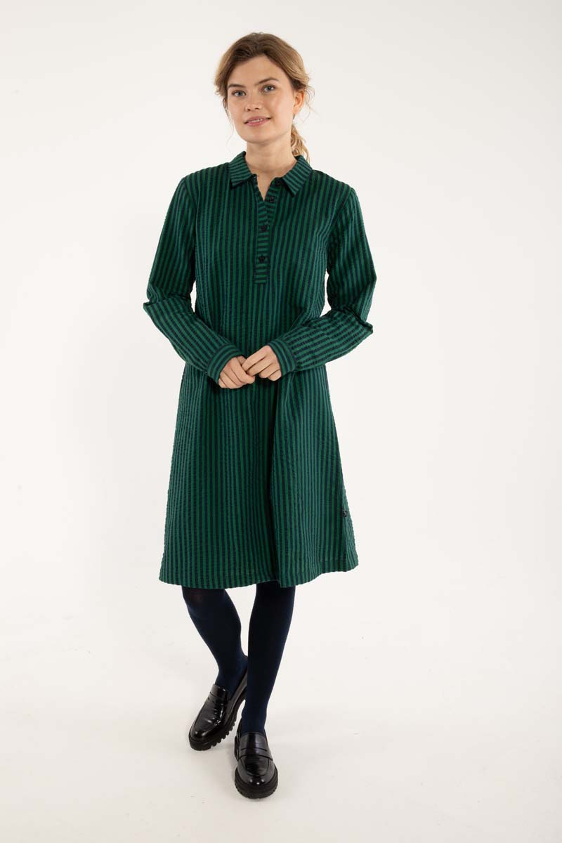 Danecarnation Seersucker Dress Dk Navy/Dk Pine