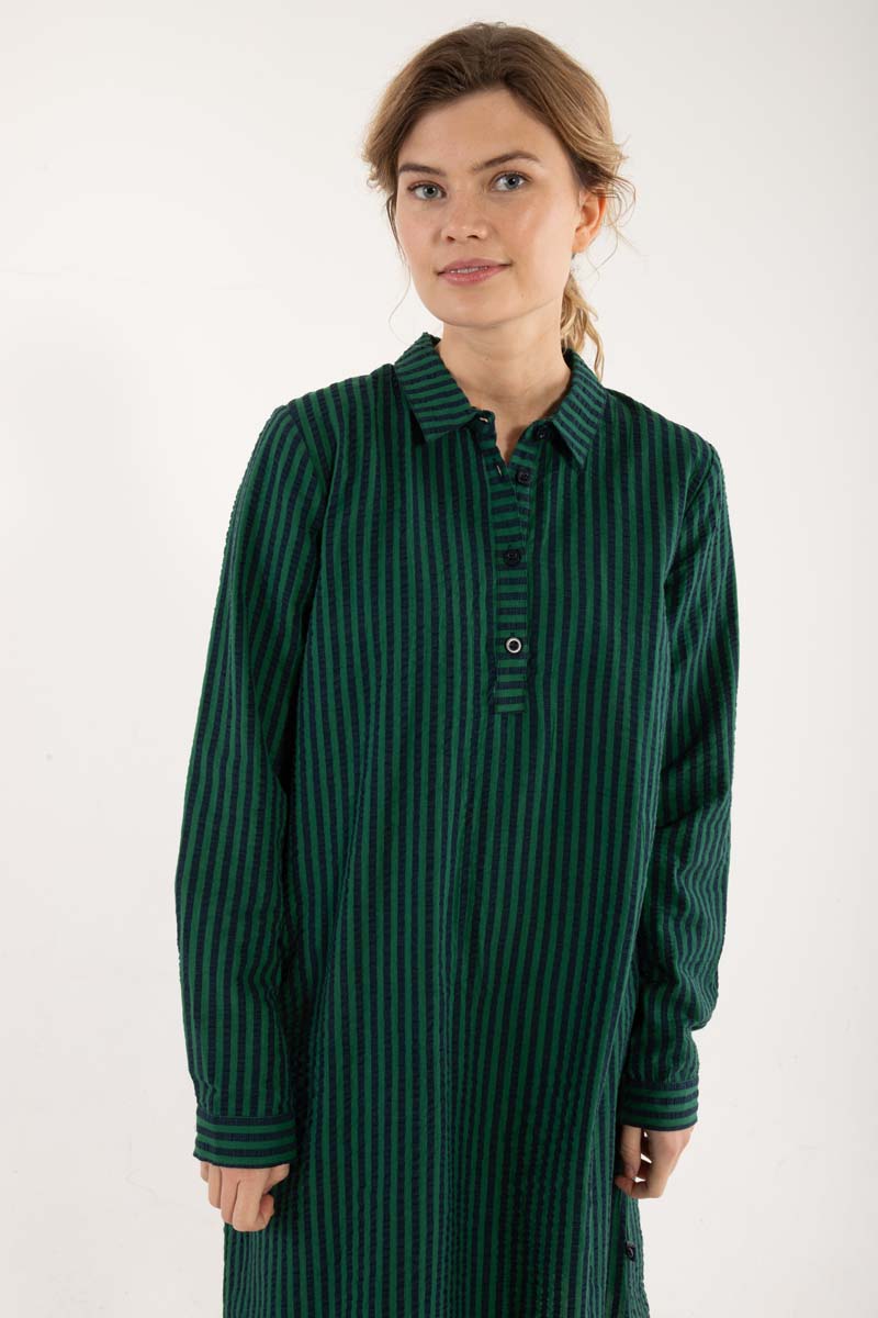 Danecarnation Seersucker Dress Dk Navy/Dk Pine