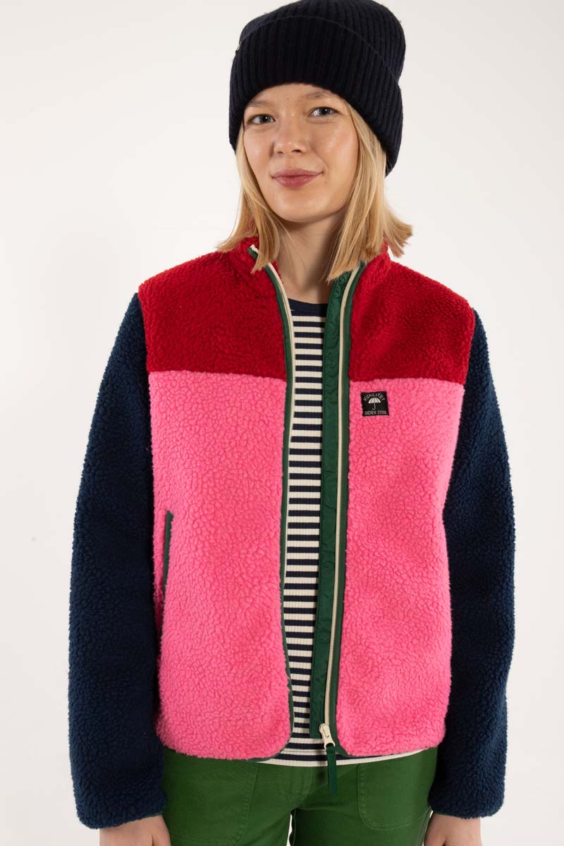 Danebirk Fleece Zip-Up Dk Red/Dk Navy/Spicy Pink/Dk Pine
