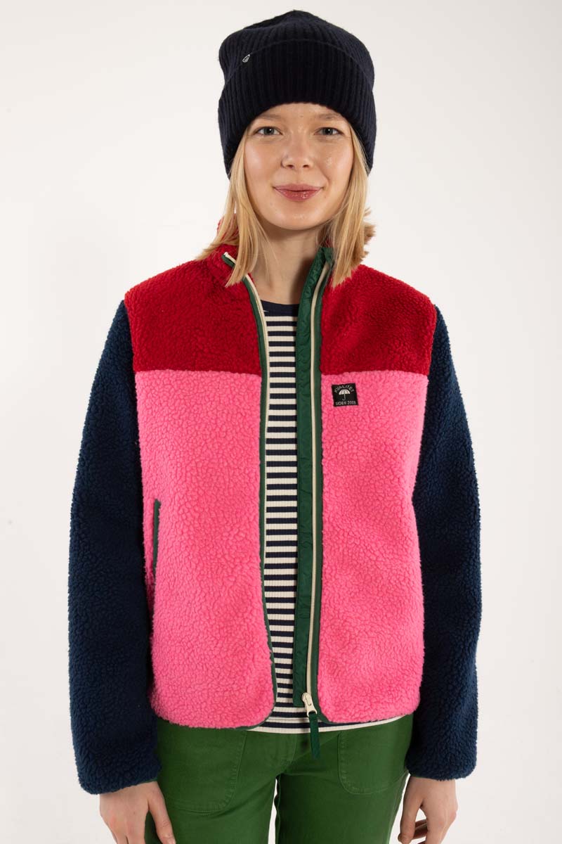 Danebirk Fleece Zip-Up Dk Red/Dk Navy/Spicy Pink/Dk Pine