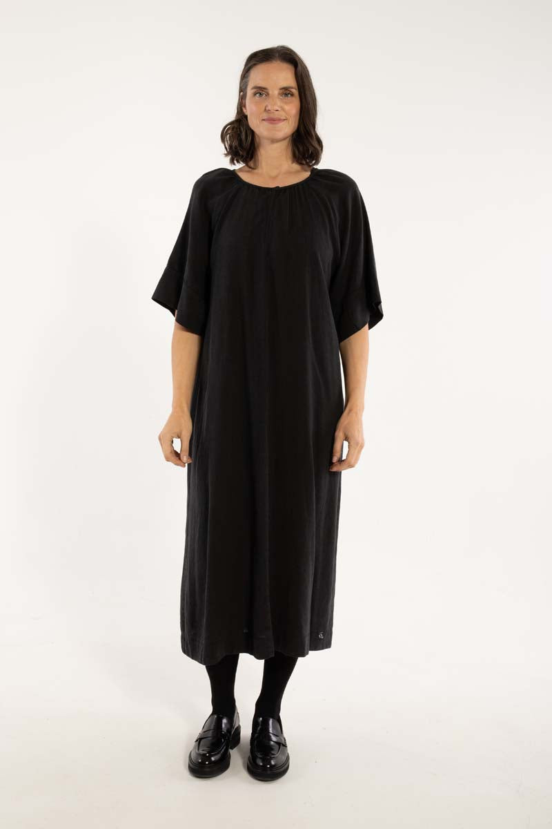 Danehostess Heavy Linen Dress Black