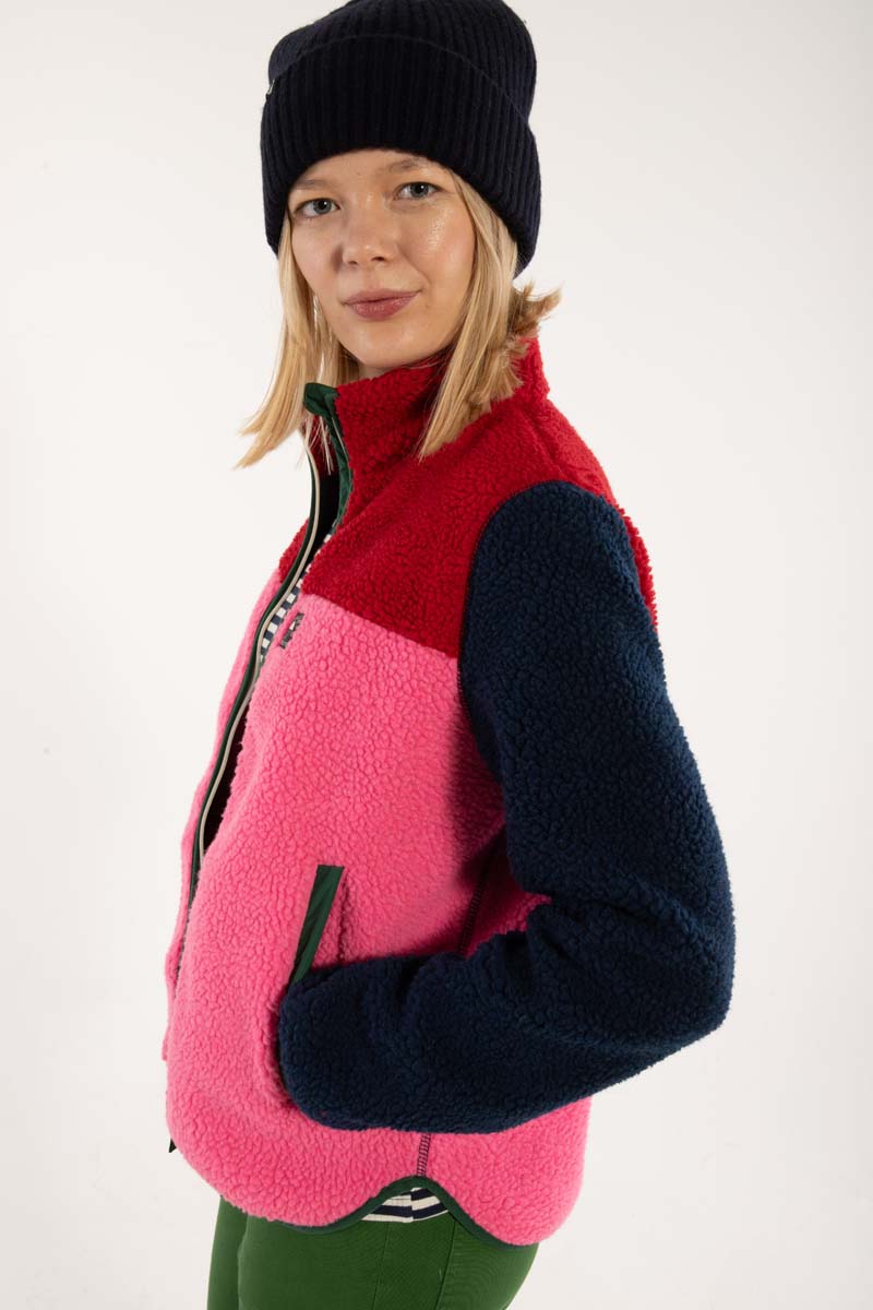 Danebirk Fleece Zip-Up Dk Red/Dk Navy/Spicy Pink/Dk Pine
