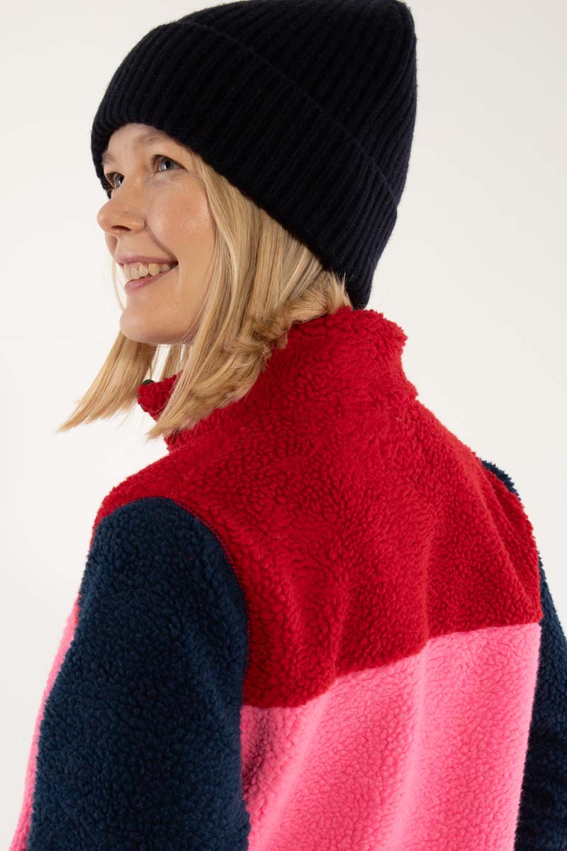 Danebirk Fleece Zip-Up Dk Red/Dk Navy/Spicy Pink/Dk Pine