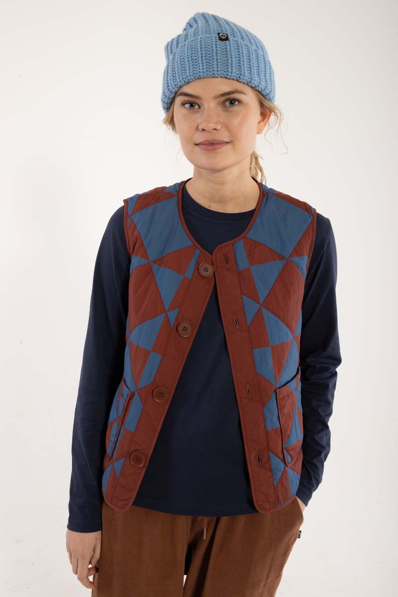 Danefield AOP Thermo Vest Dk Brick/Warm Blue DIAMETRIC