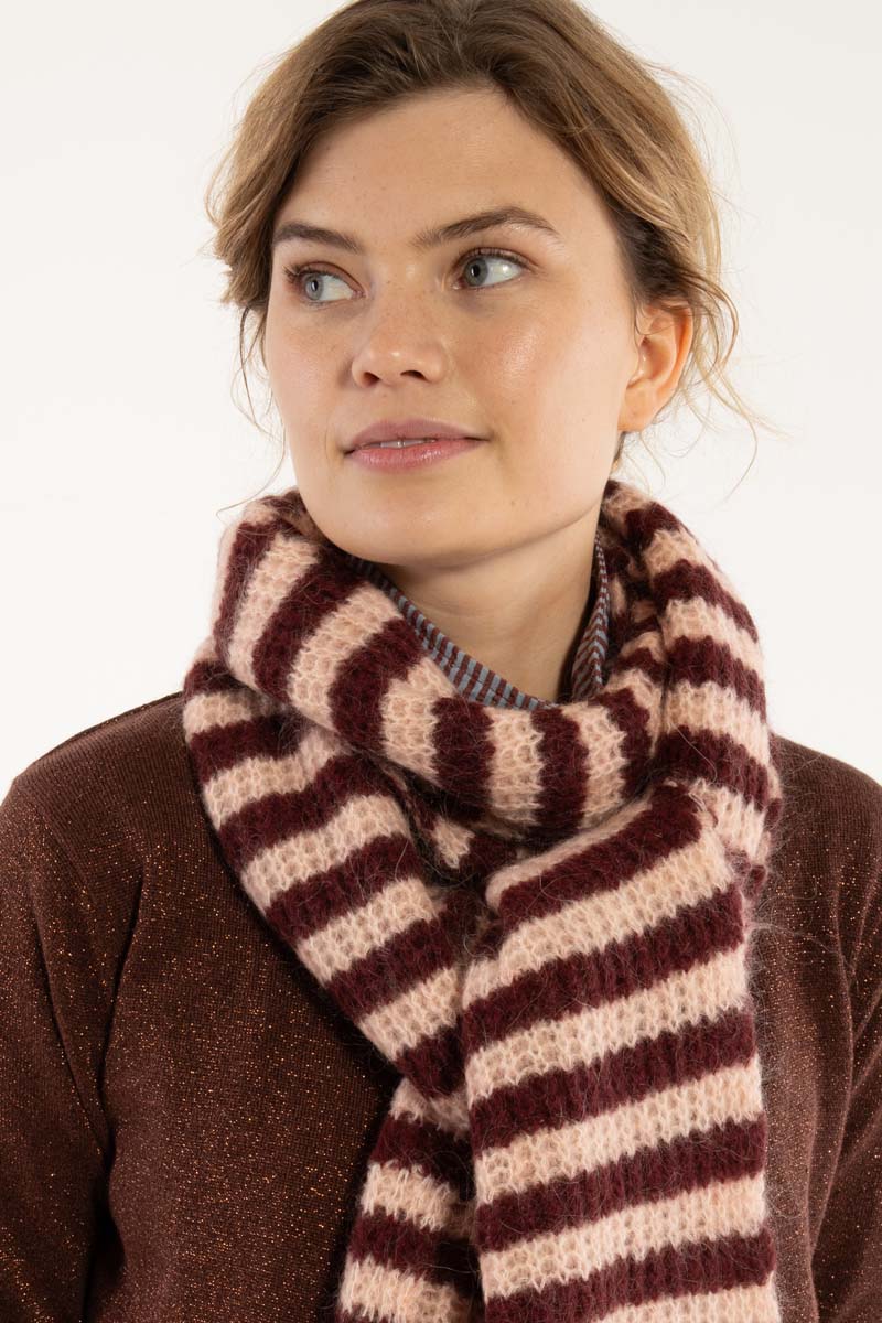 Danefrosty Wool Scarf Dk Merlot/Powder