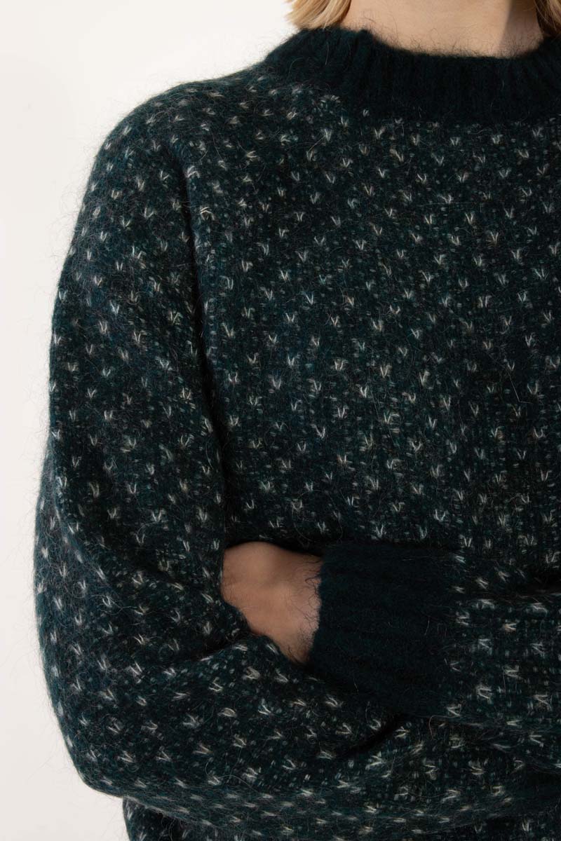 Daneherbal Alpaca Jaquard Sweater Dk Slate/Lt Blue Grey