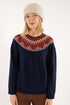 Navy Uld Strik sweater med mønster