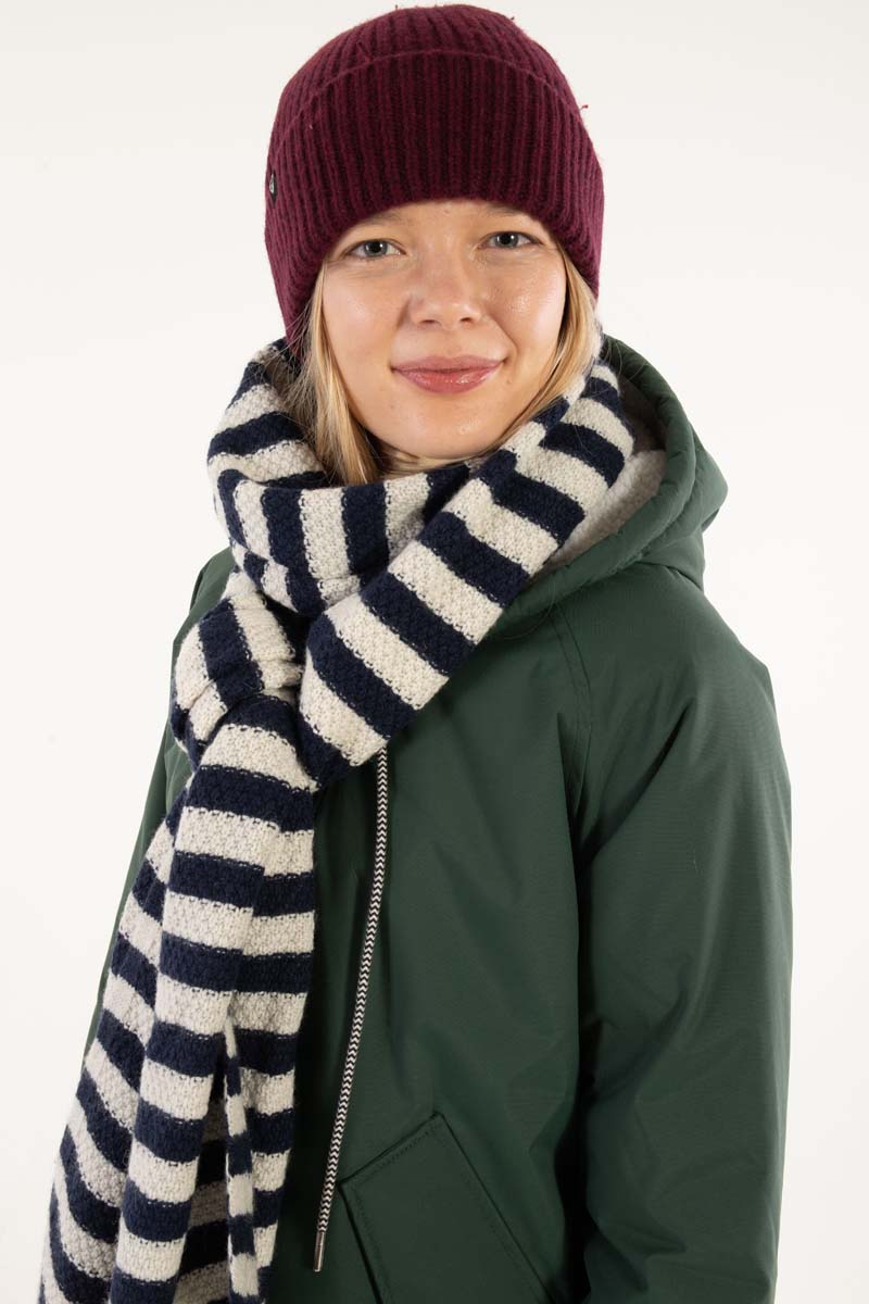 Daneboa Wool Knit Scarf Dk Navy/Lt Beige