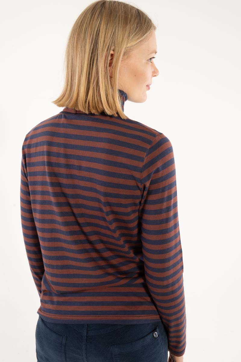Danemanna Modal Rollneck Tee Dk Navy/Dk Merlot