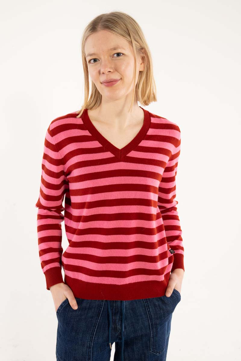 Stribet sweater i 100% merino