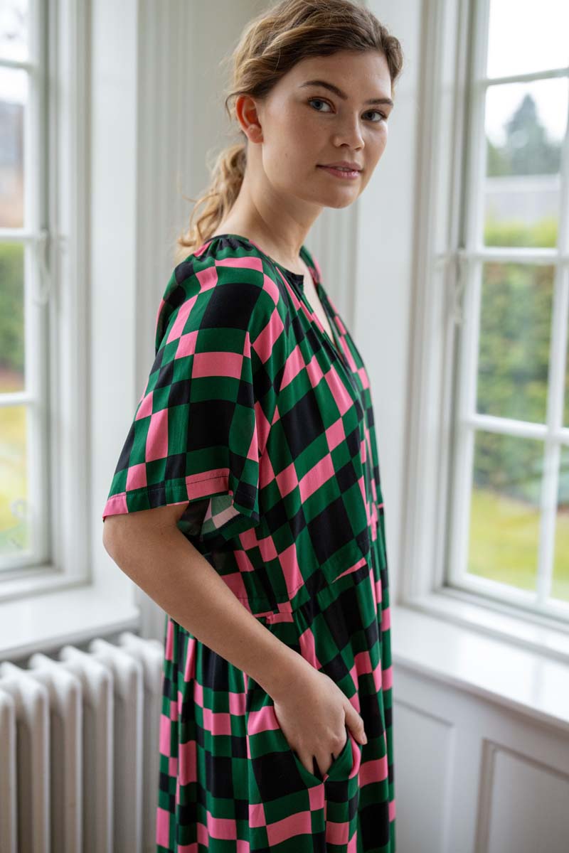 Daneluft 3/4 Viscose Dress Dk Pine PIX