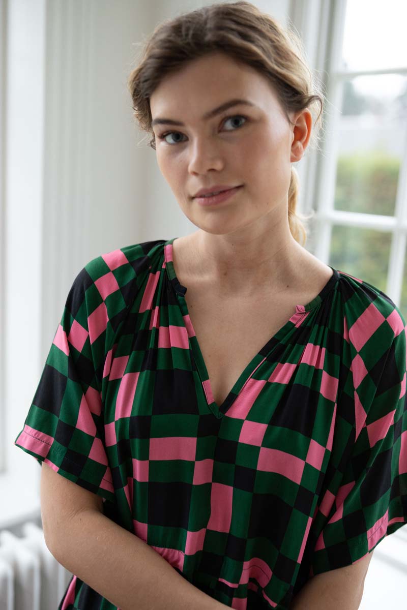 Daneluft 3/4 Viscose Dress Dk Pine PIX