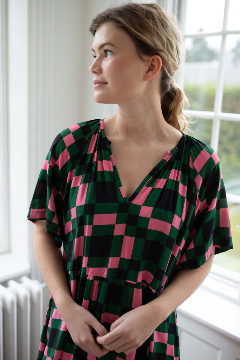 Daneluft 3/4 Viscose Dress Dk Pine PIX