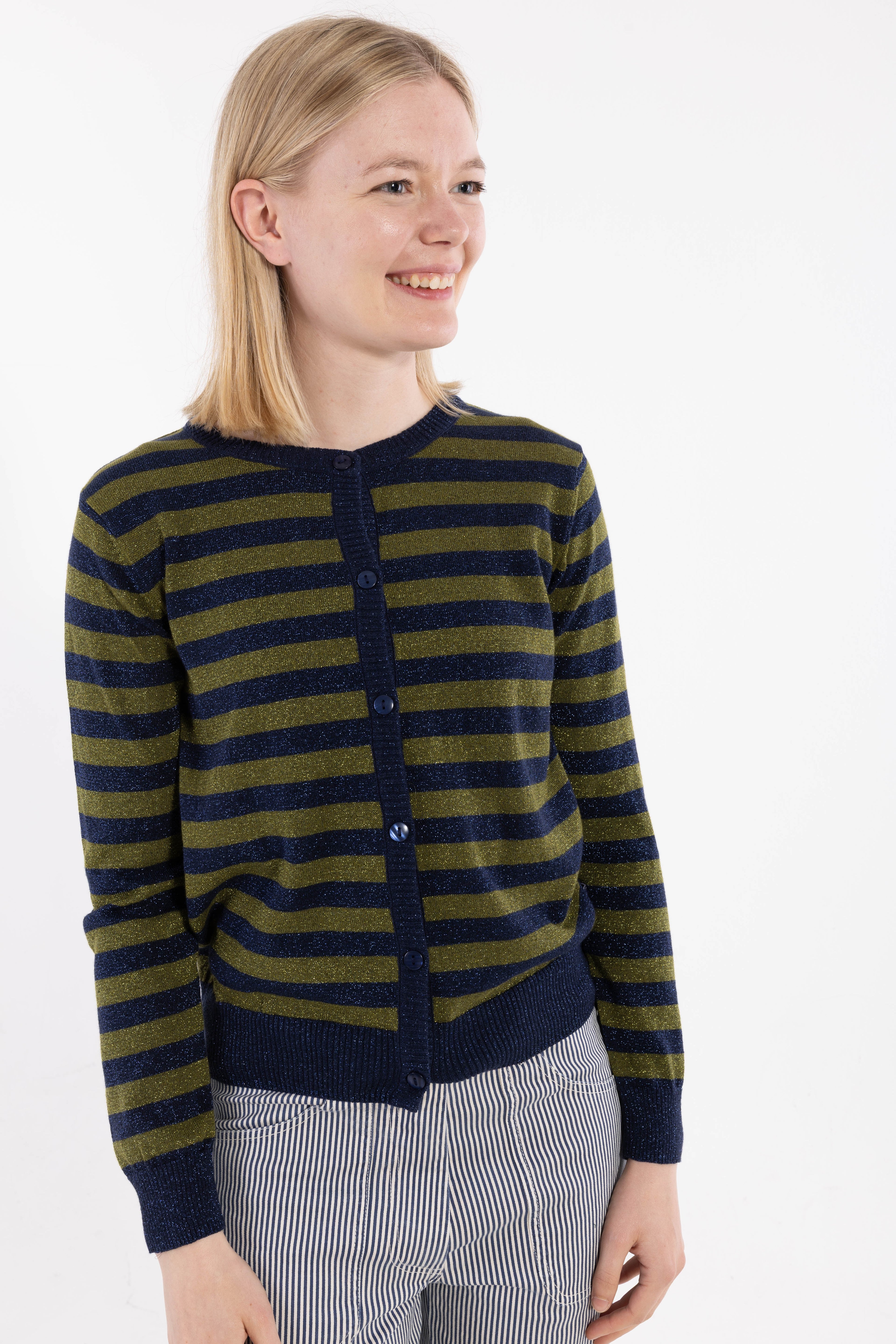 Danesaga Glitter Cardigan Dk Navy/Olive